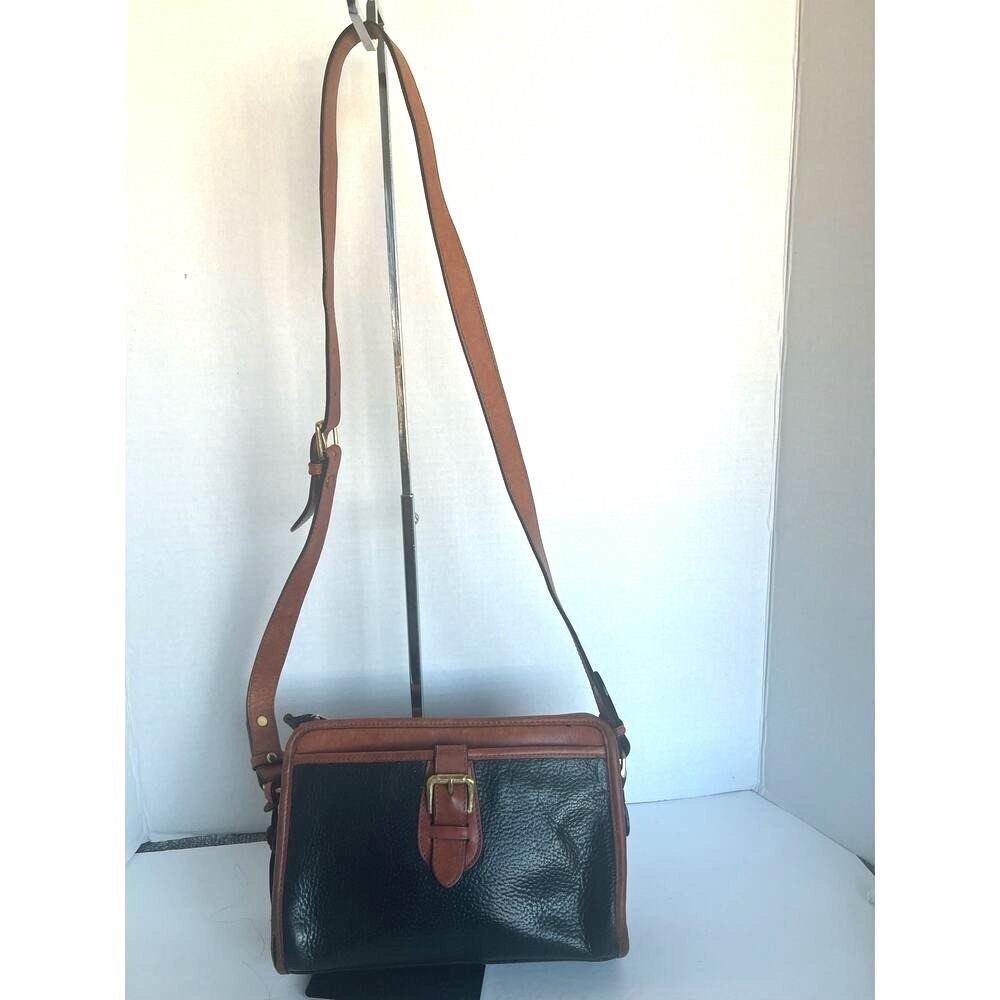 Vintage Liz Claiborne Leather Co. Black Brown‎ All Weather Leather Crossbody Bag